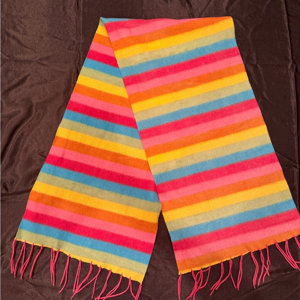 Multicolor Stripe Women's Scarf - Bright Pink, Yellow, Blue